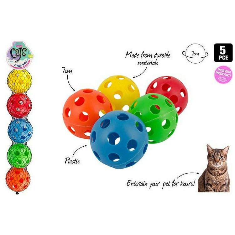 Plastic Pet Cat Playing Balls - 7cm 5 Piece - Dollars and Sense