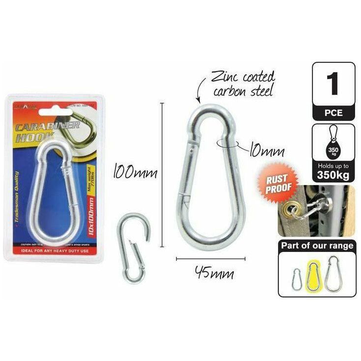 Carabiner Hook - 10x100mm 1 Piece 350kg Max - Dollars and Sense