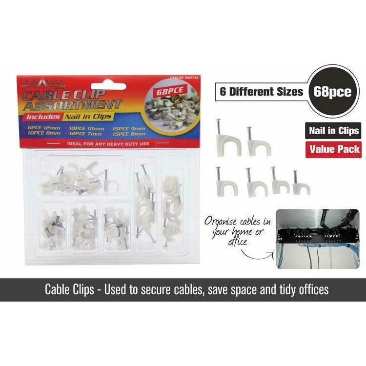 Cable Clips with Nails - 68 Piece Assorted Sizes - Dollars and Sense