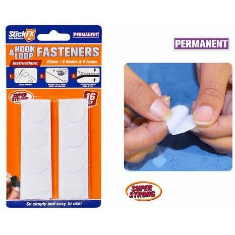 Hook and Loop Fasteners Self Adhesive Permanent - 22mm 16 Piece White - Dollars and Sense