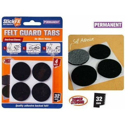 Felt Guard Tabs Self Adhesive Permanent - 32mm 4 Piece Black - Dollars and Sense