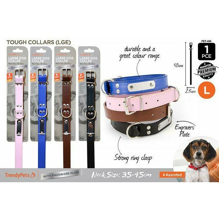 Dog Collar with Engravers Plate Large - 2.5x50cm 1 Piece Assorted - Dollars and Sense