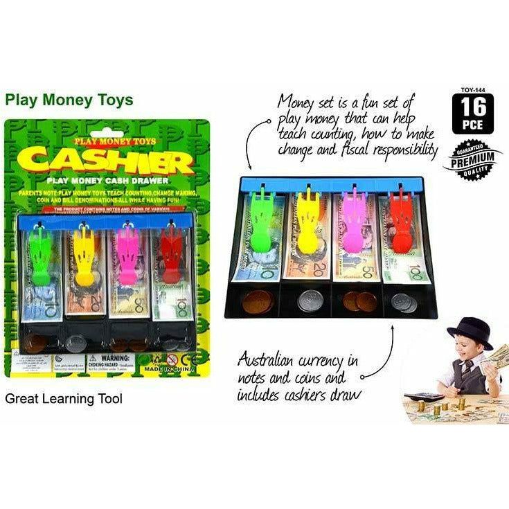Cashier Play Money Cash Drawer - 16 Piece - Dollars and Sense
