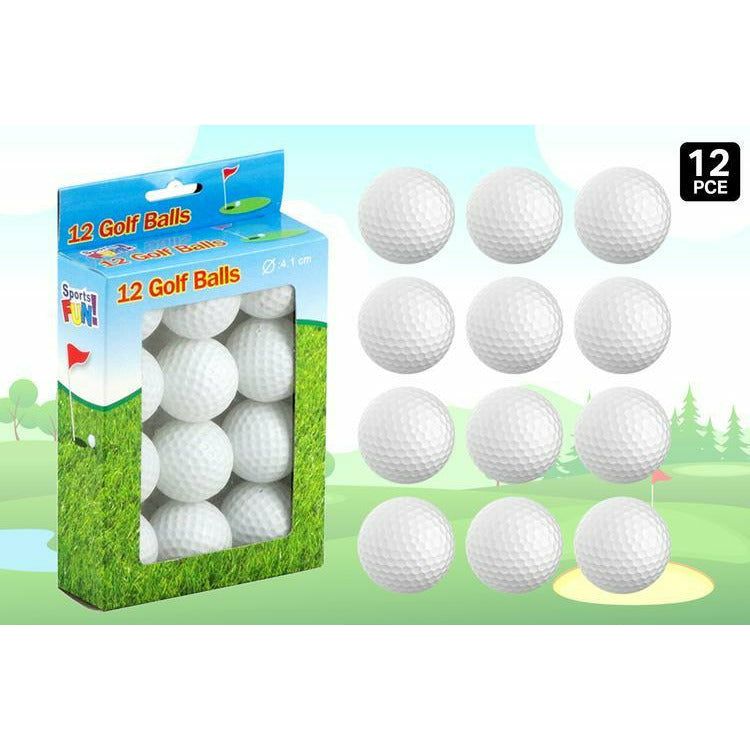 Plastic White Golf Balls - 12 Piece 4.1cm - Dollars and Sense