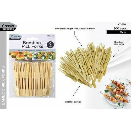 Bamboo Cocktail Forks - 9cm 100 Pack - Dollars and Sense