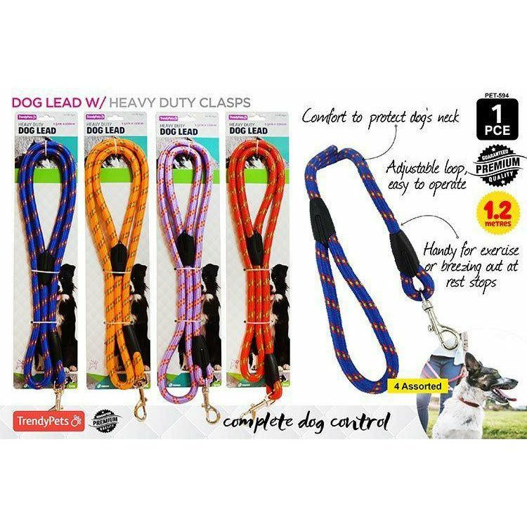 Rope Dog Lead with Heavy Duty Clasps - 1.5x120cm 1 Piece Assorted - Dollars and Sense