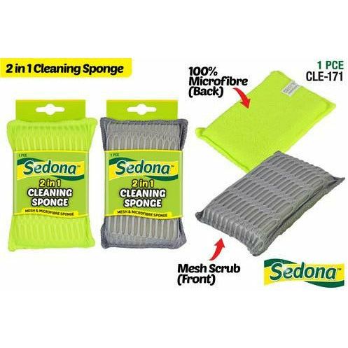 Microfibre Cleaning Sponge 2 in 1 - 15x9cm 1 Piece Assorted - Dollars and Sense