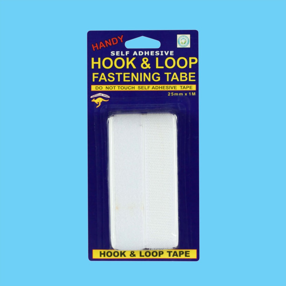 White Hook and Loop Fastening Tape Self Adhesive - 25mm x 1mm - Dollars and Sense