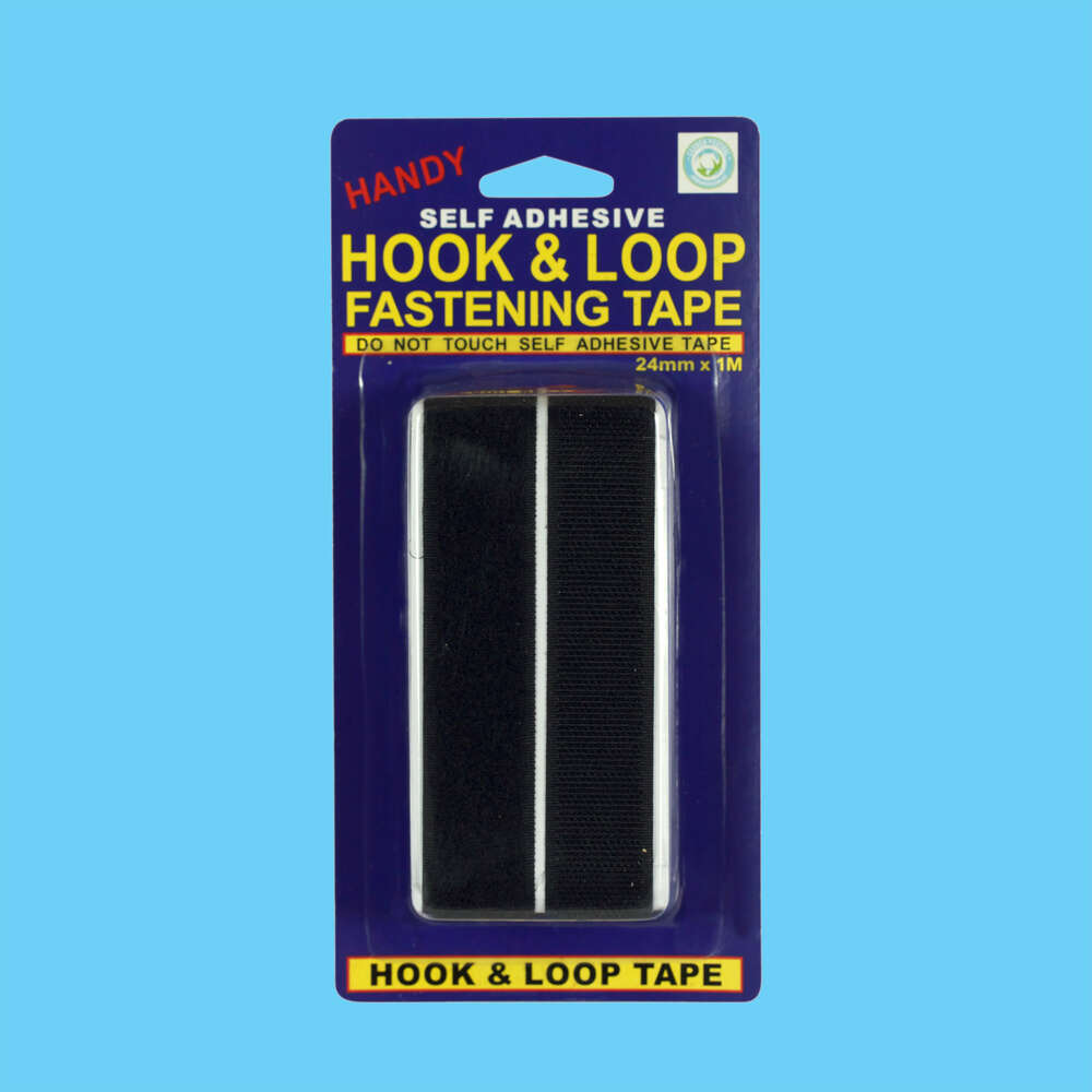 Black Hook and Loop Fastening Tape Self Adhesive - 24mm x 1mm - Dollars and Sense