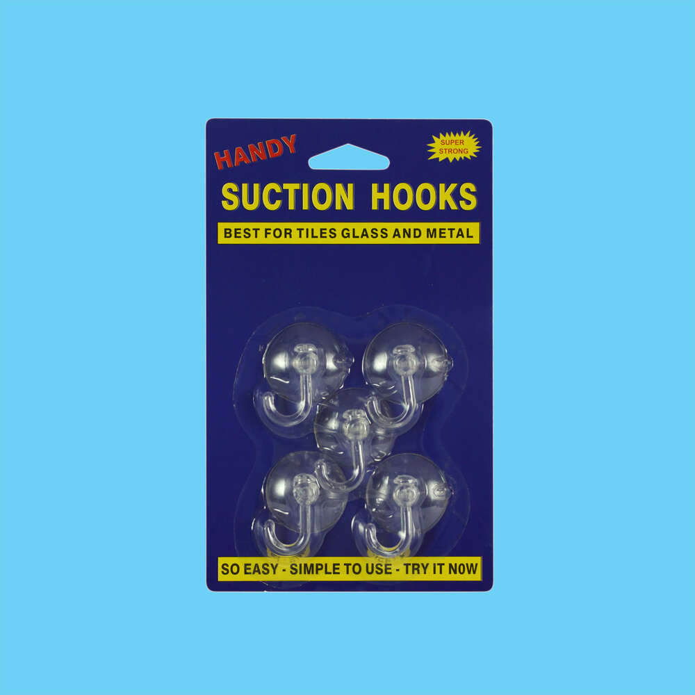 Suction Hooks Clear - 5 Pack 1 Piece - Dollars and Sense