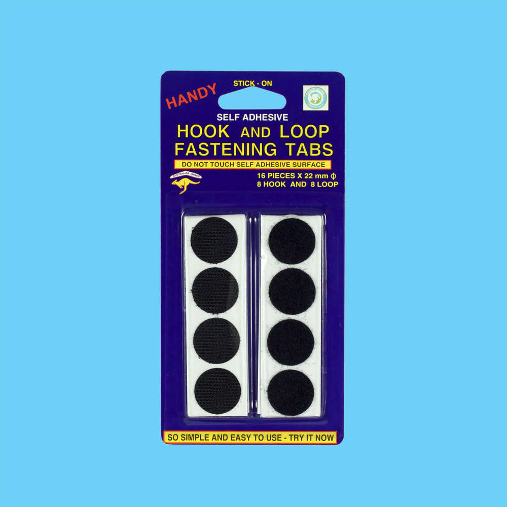 Black Hook and Loop Fastening Tabs Self Adhesive - 16 Pack 1 Piece - Dollars and Sense