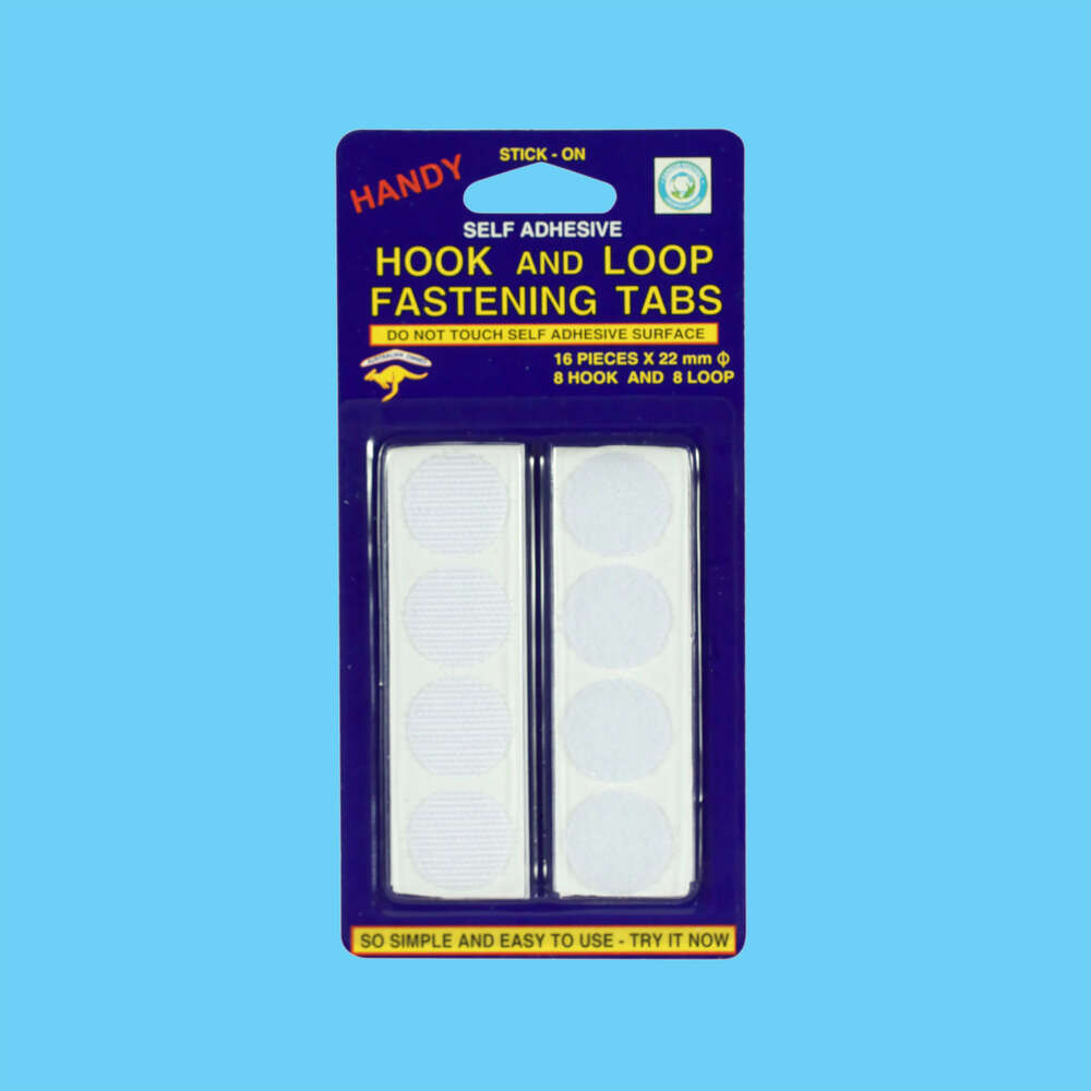 White Hook and Loop Fastening Tabs Self Adhesive - 16 Pack 1 Piece - Dollars and Sense