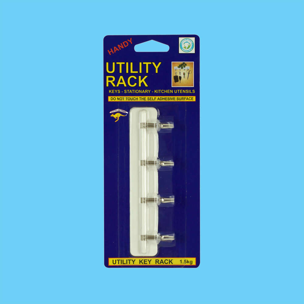 Utility Rack Small 4 Hooks White - 1 Piece - Dollars and Sense