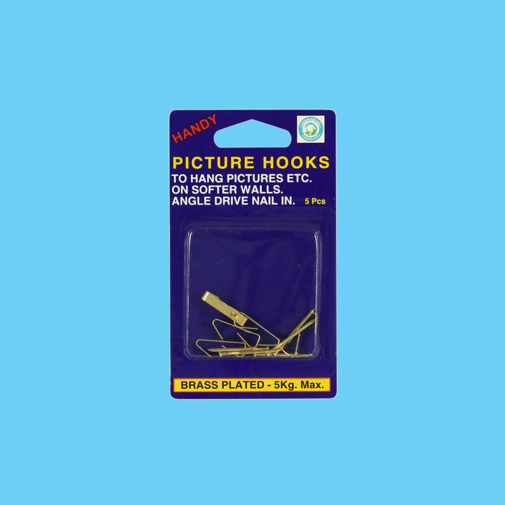 Picture Hooks Brass Plated Angle Drive Nail In - 5kg 5 Pack 1 Piece - Dollars and Sense