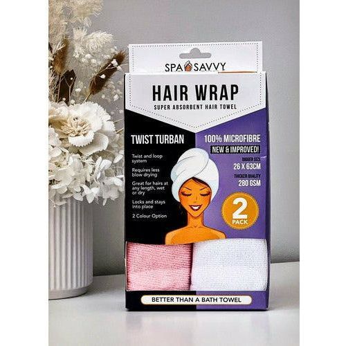 Spa Savvy Hair Wrap Towel - 26x63cm 2 Pack 1 Piece - Dollars and Sense