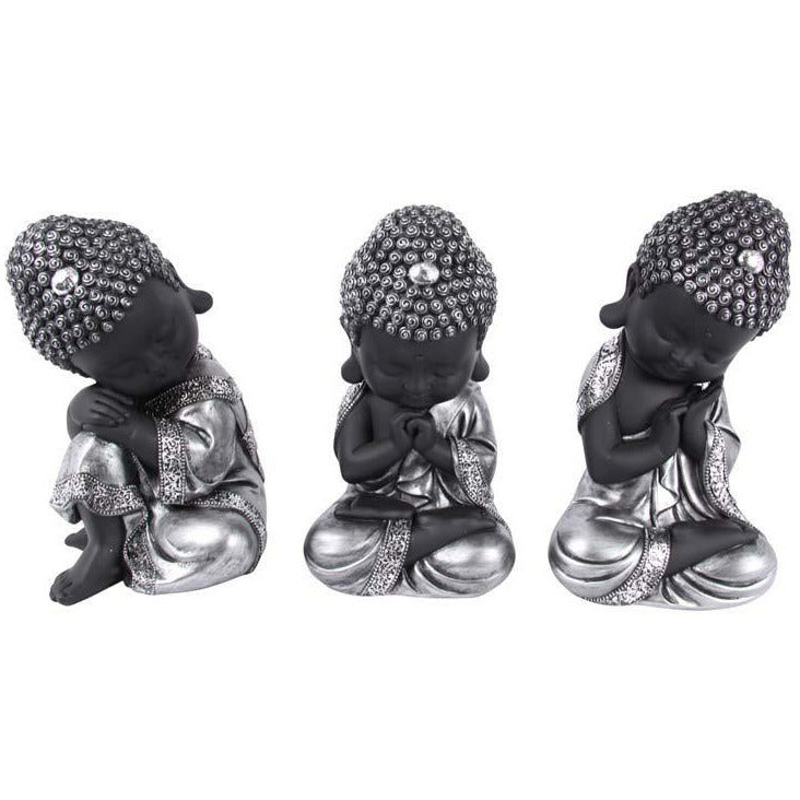 Sitting Cute Buddha Statue Silver - 1pce Assorted 22cm Default Title