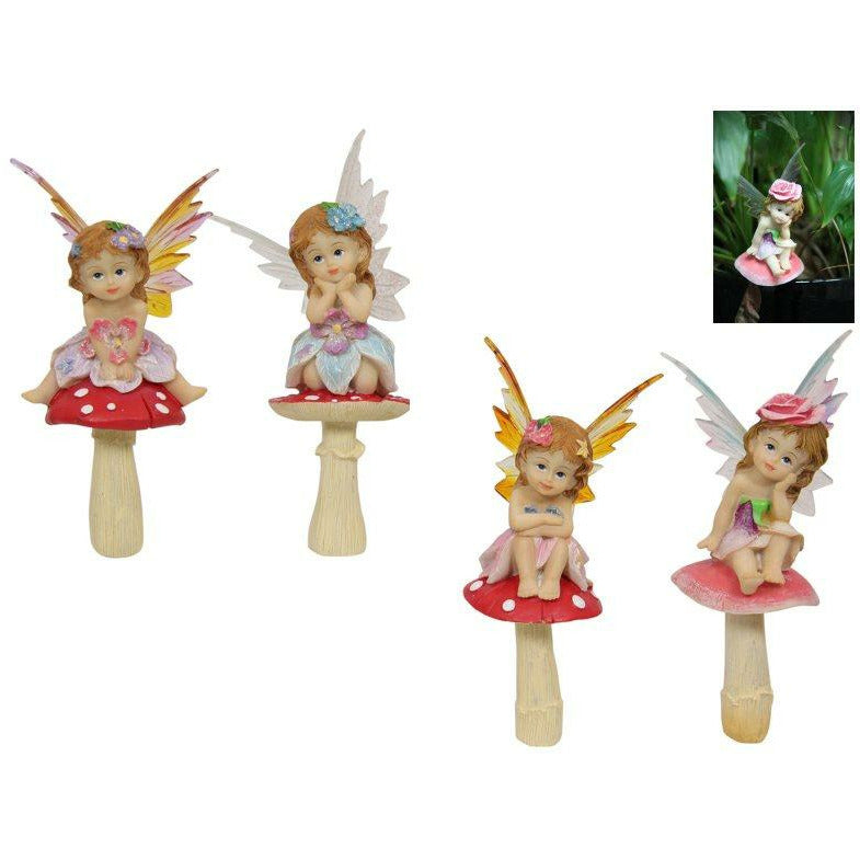 Fairy on Mushroom Garden Stake - 1pce Assorted 23cm Default Title
