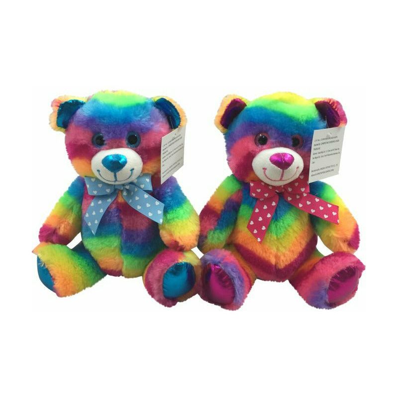 Plush Bear Rainbow Coloured - 25cm 1 Piece Assorted - Dollars and Sense