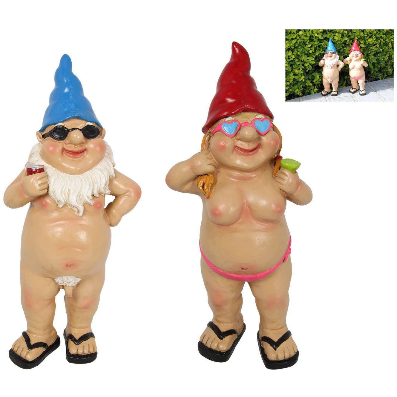 Standing Naked Drinking Garden Gnome - 29cm 1 Piece Assorted - Dollars and Sense