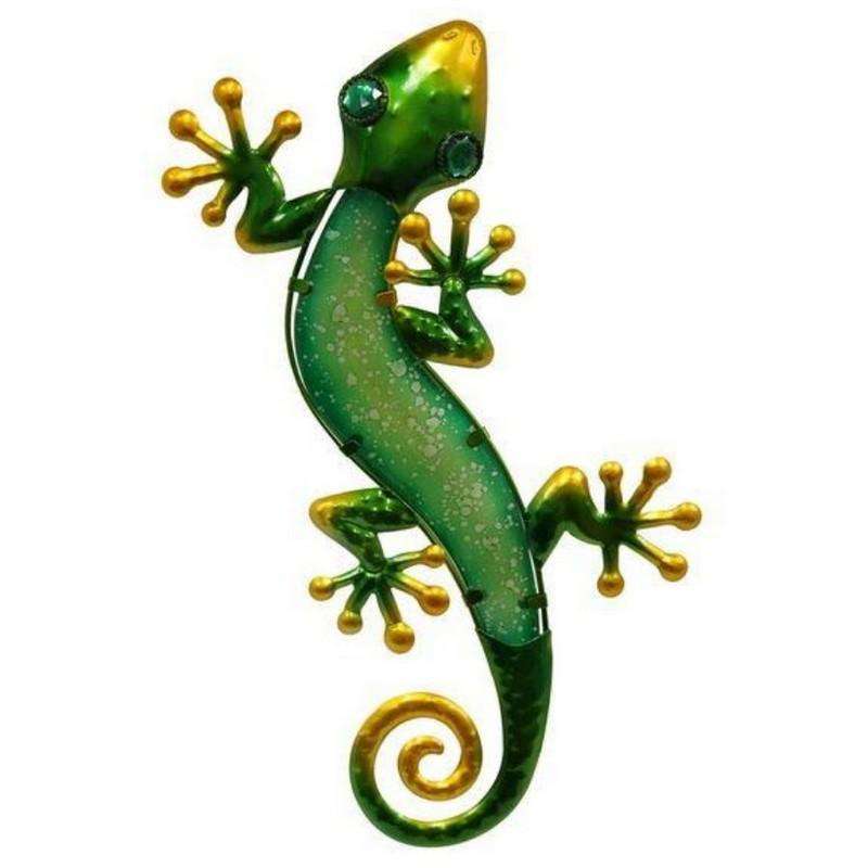 Green Glass Lizard Wall Art 38x19.5cm - Dollars and Sense