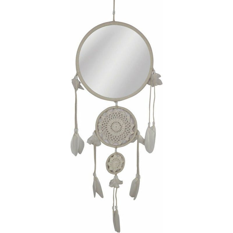 Dream Catcher Hanging Macram̩ Mirror - 31cm - Dollars and Sense