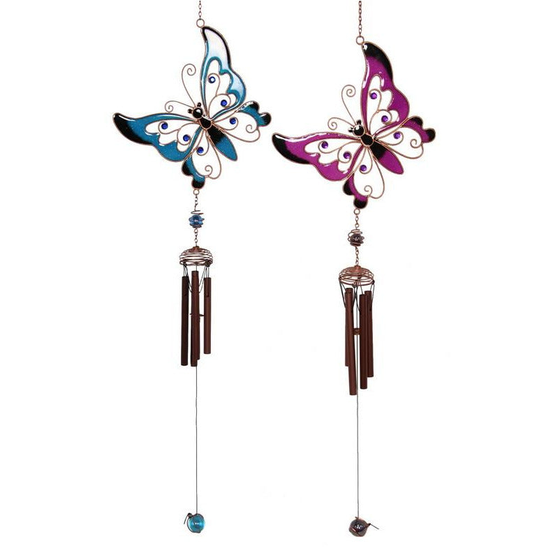 Blue and Pink Butterfly Wind Chime 1 pce Assorted Default Title