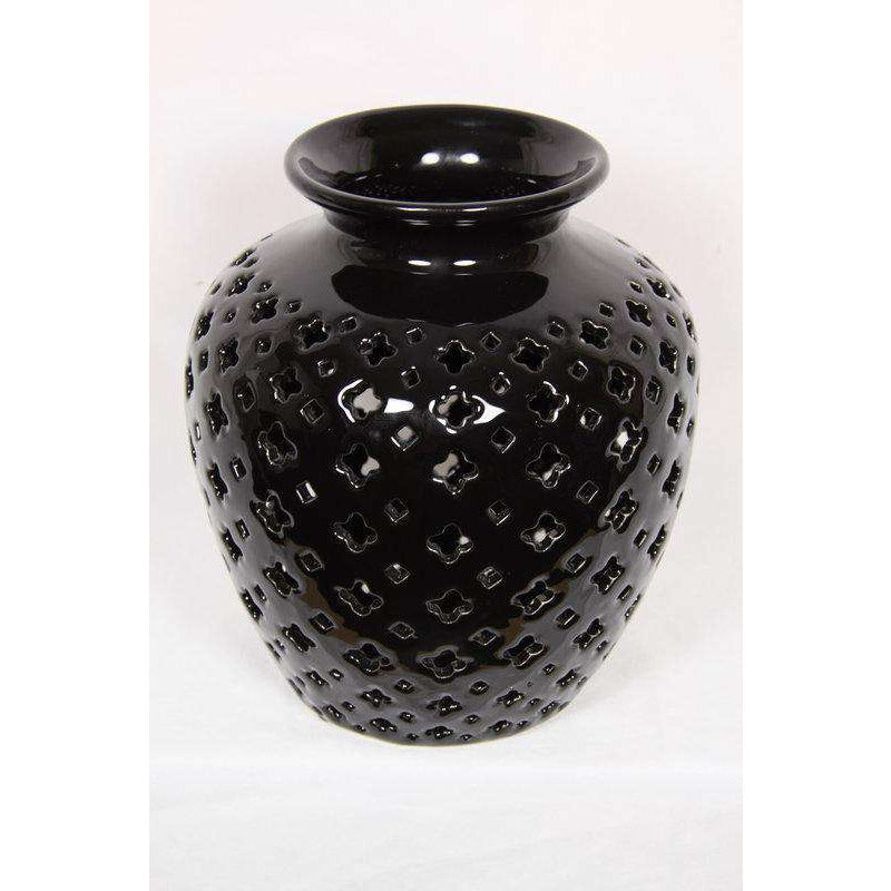 Black Filigree Vase 25cm - Dollars and Sense