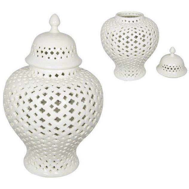 White Round Moroccan Ginger Jar 37cm - Dollars and Sense