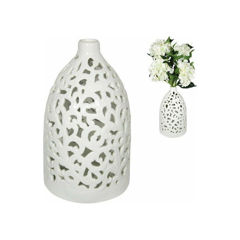Filigree White Vase - 32cm 1 Piece - Dollars and Sense