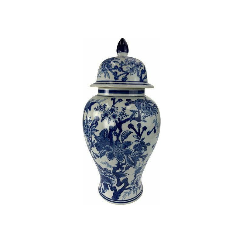 Filigree Ginger Jar Ceramic White - 49cm - Dollars and Sense