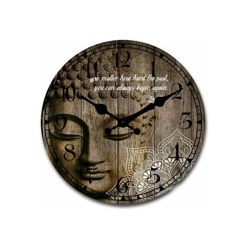 Clock MDF Buddha with Mandala 58cm - Dollars and Sense