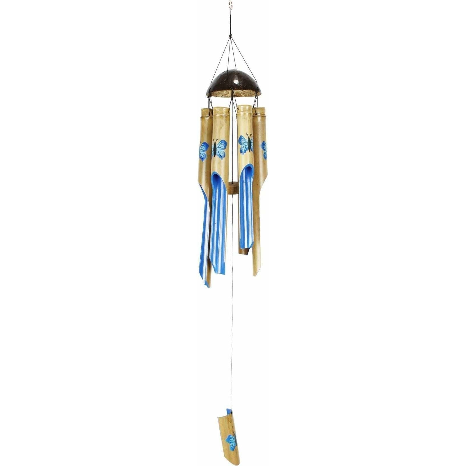6 Tube Bamboo Blue Butterfly Wind Chime - Dollars and Sense