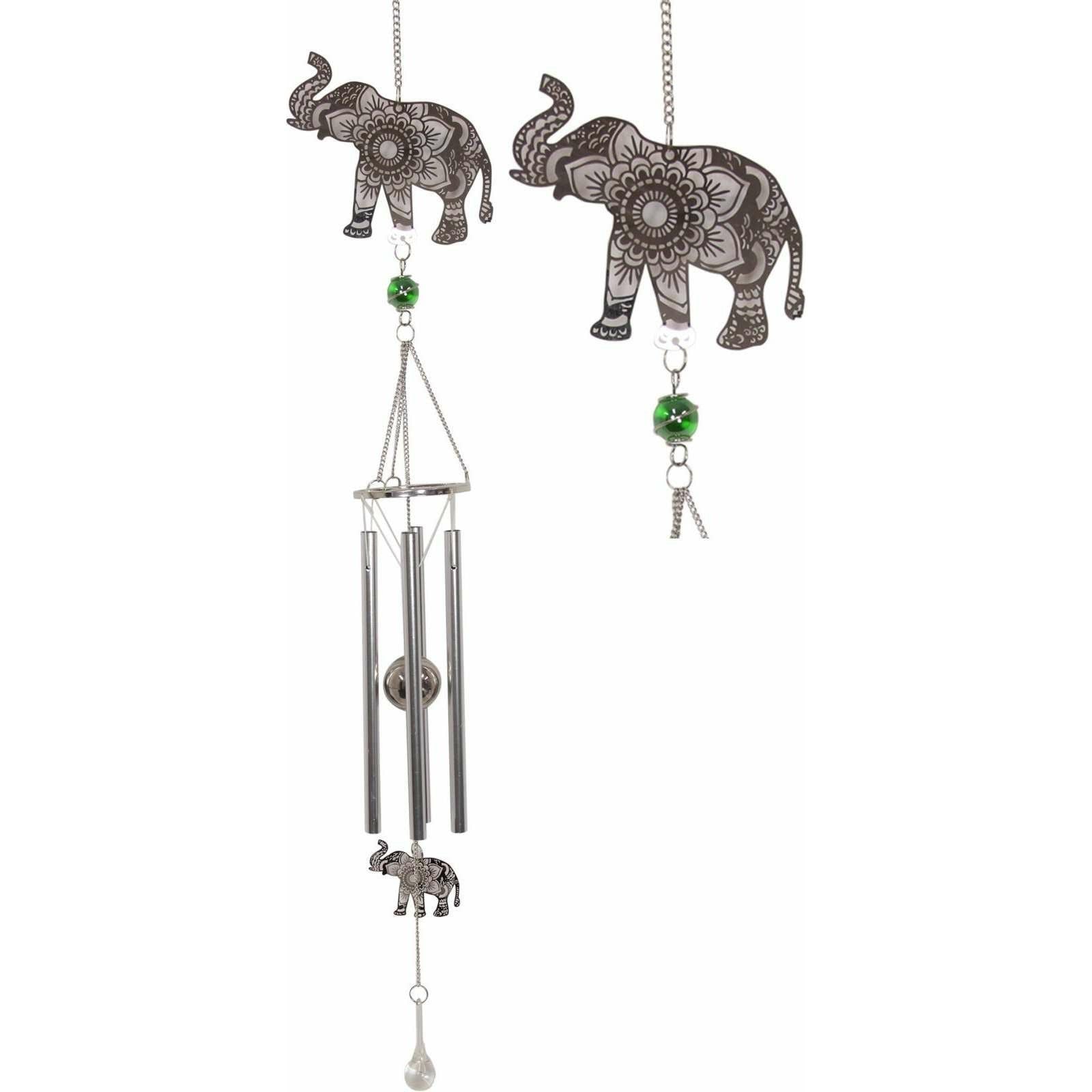 Silver Mandala Elephant Wind Chime - Dollars and Sense