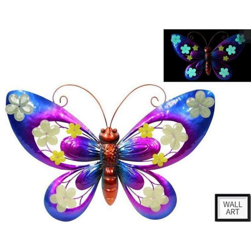 Metal Glow in The Dark Butterfly Wall Art 38cm - Dollars and Sense
