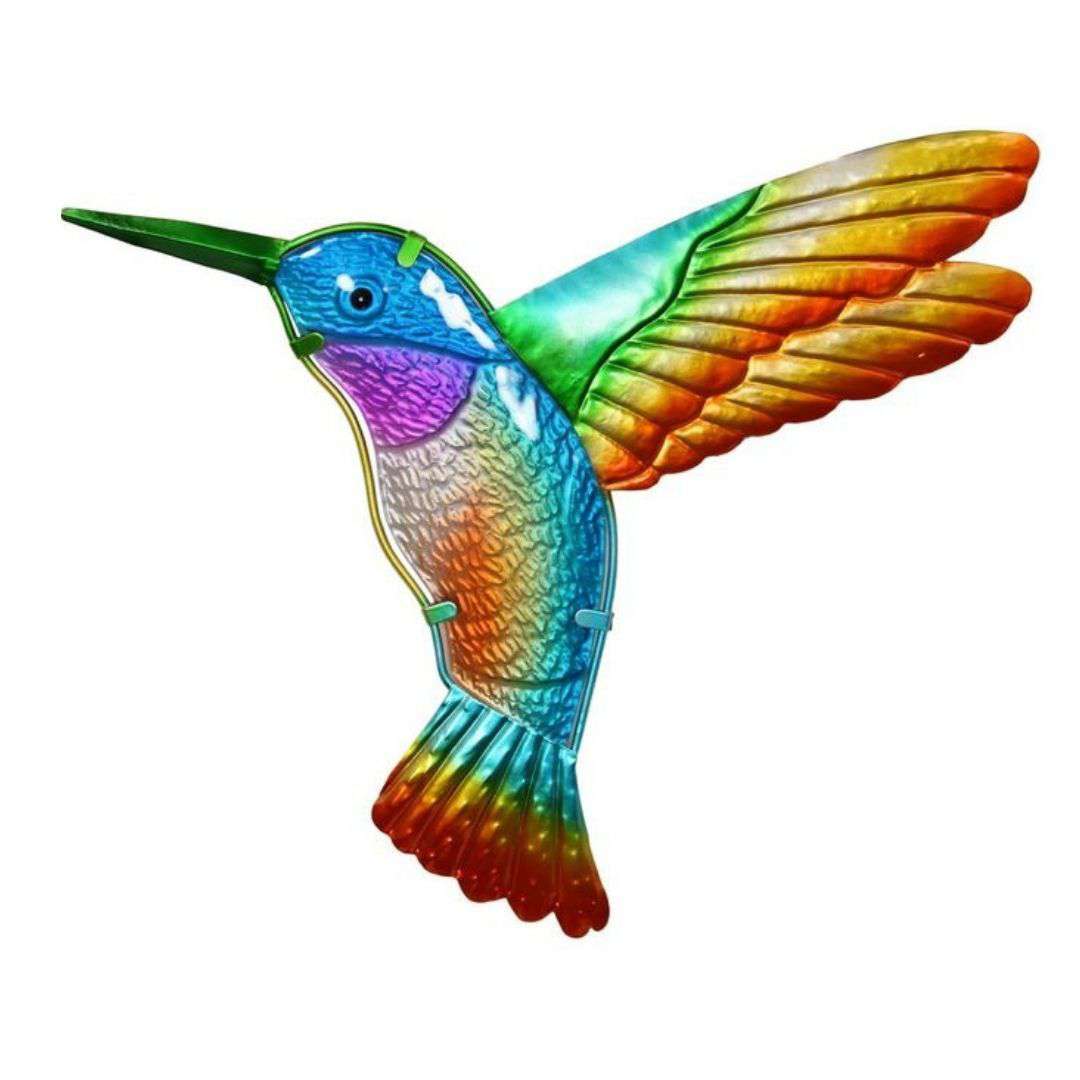Metal and Glass Hummingbird Wall Art - 32cm - Dollars and Sense