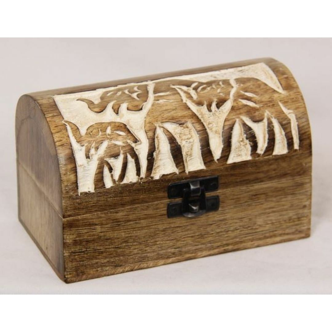 Wooden Elephant Box 15x9cm - Dollars and Sense