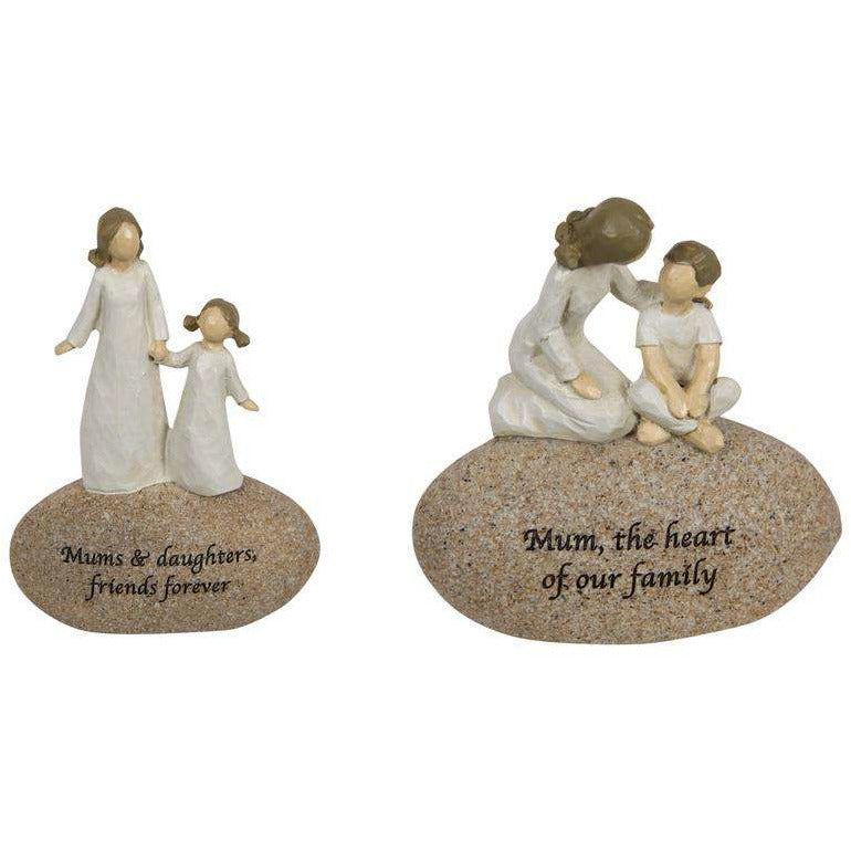 Sentimental Wording Mother And Child On Rock Assorted Wording 1pce 12cm - Dollars and Sense