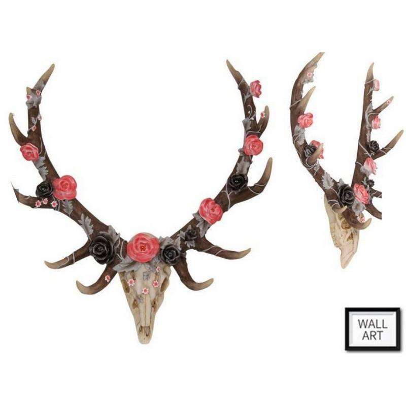 Floral Deco Animal Skull Wall Hanger 45cm - Dollars and Sense