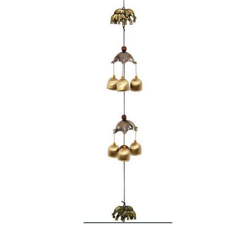 6 Bell Elephant Umbrella Wind Chime - 60cm - Dollars and Sense