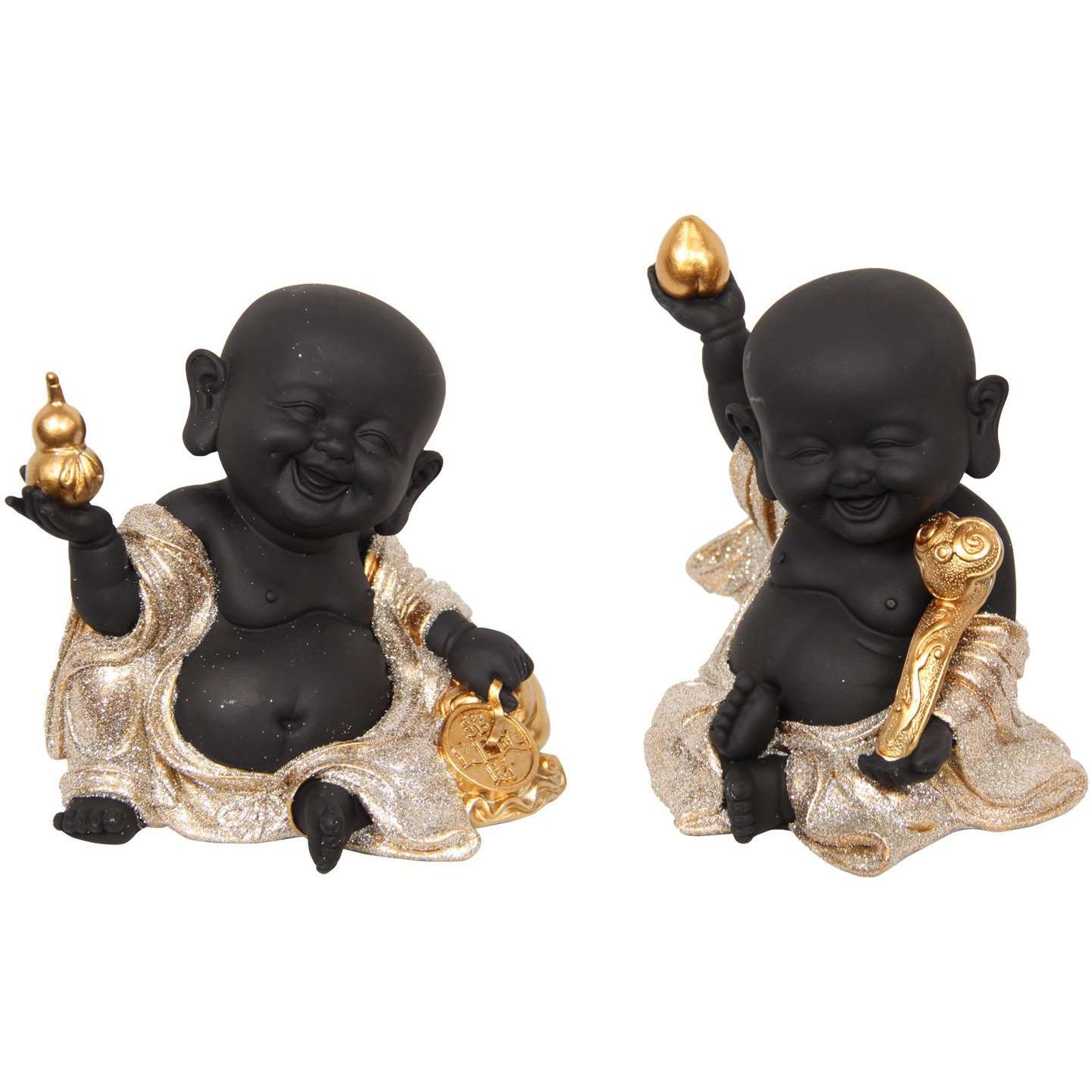 Buddha in Cream and Gold Robe 1pce Assorted 13cm - Dollars and Sense