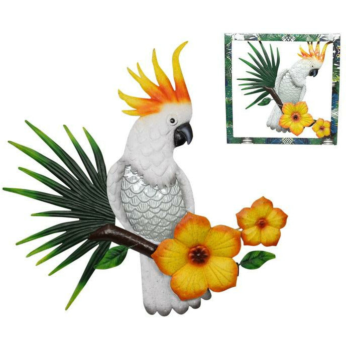 Cockatoo with Flowers Wall Art - 47cm Default Title
