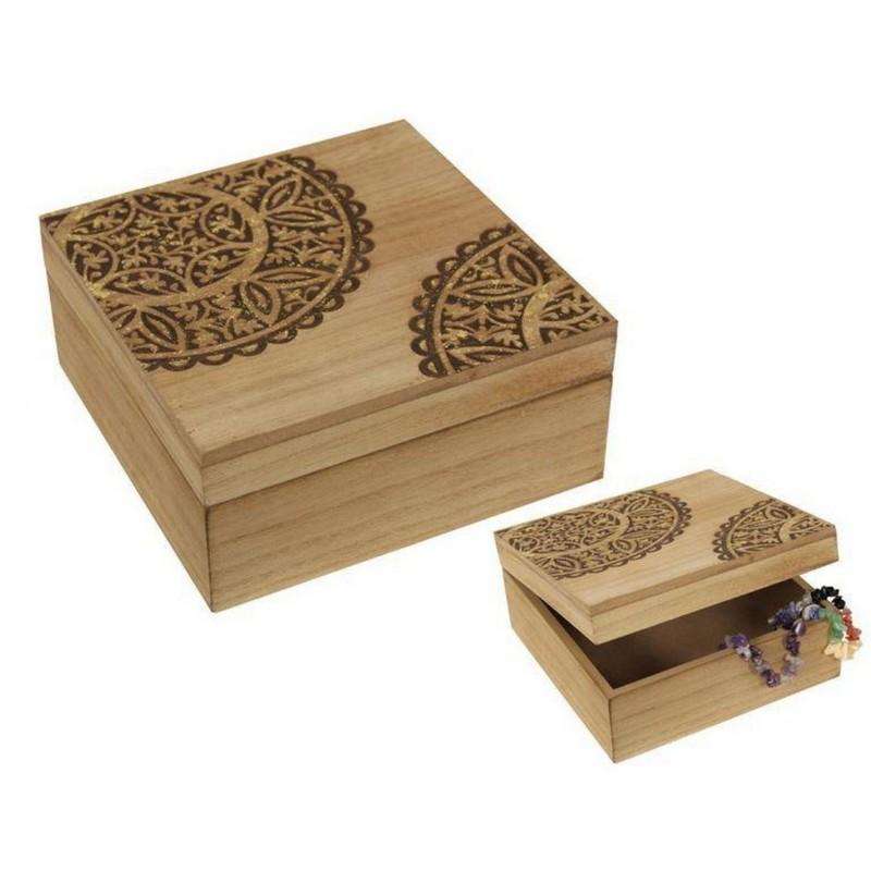 Square Gold Mandala MDF Box 15x15cm - Dollars and Sense