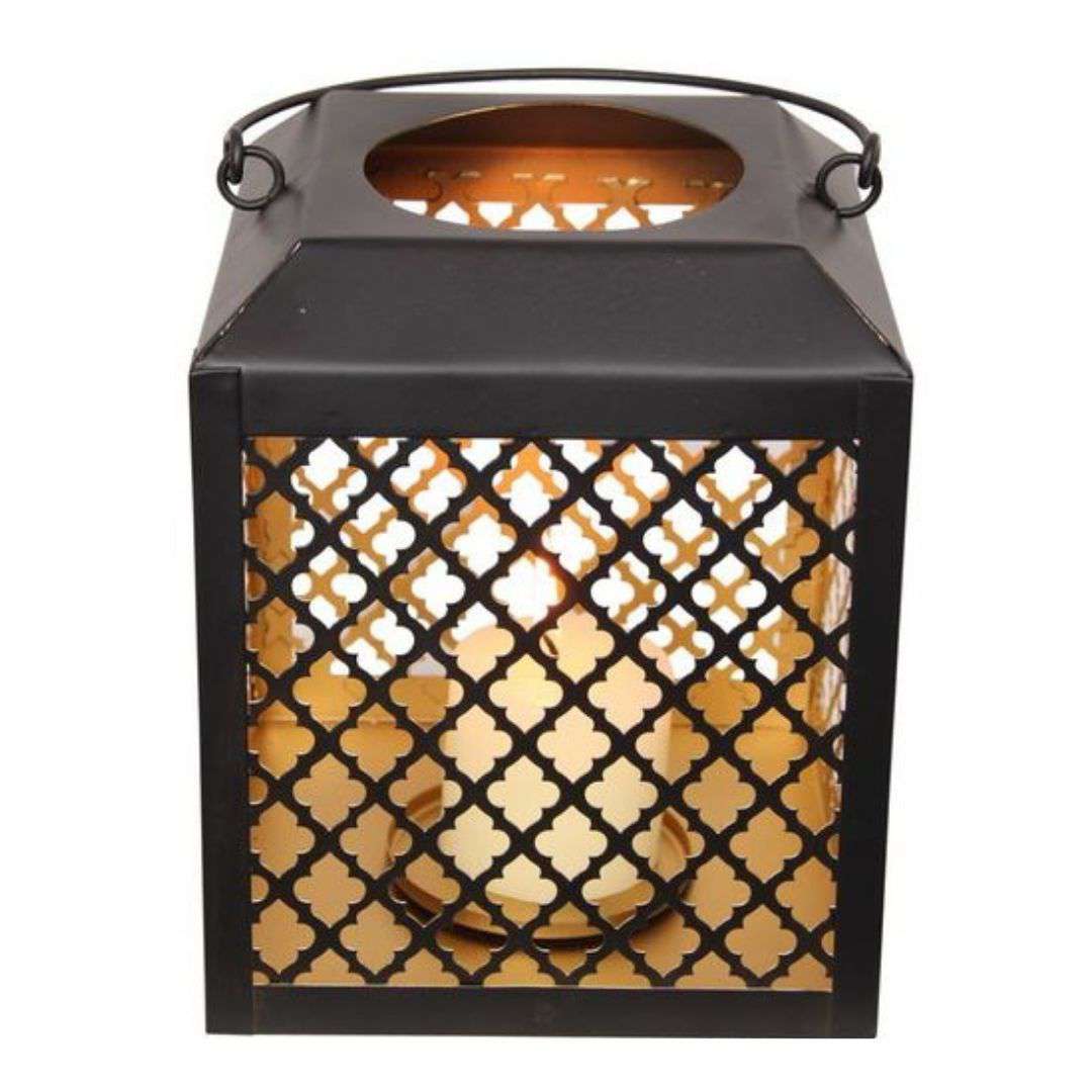 Black and Gold Square Lantern 17cm - Dollars and Sense