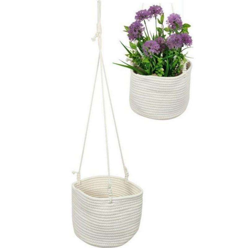 Hanging Indoor Outdoor White Basket 80cm