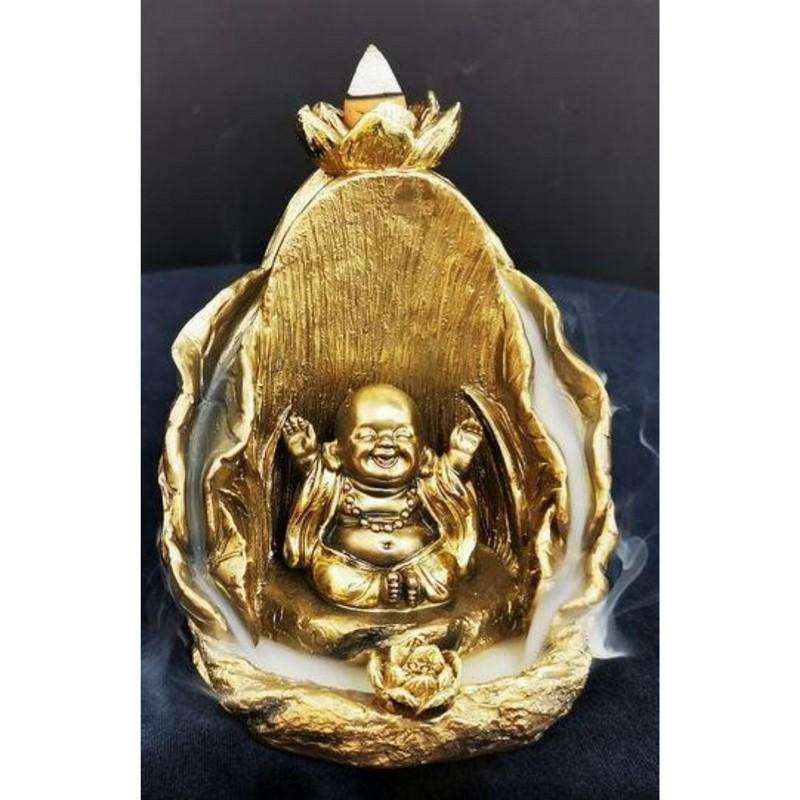 Gold Happy Buddha Backflow Burner 13cm - Dollars and Sense