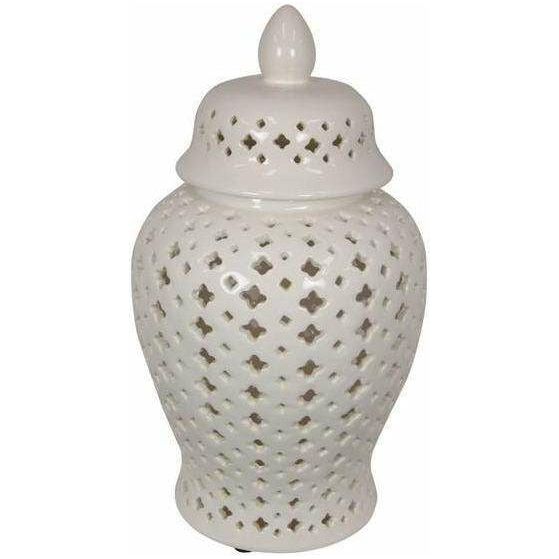 White Moroccan Round Temple Jar 42cm - Dollars and Sense
