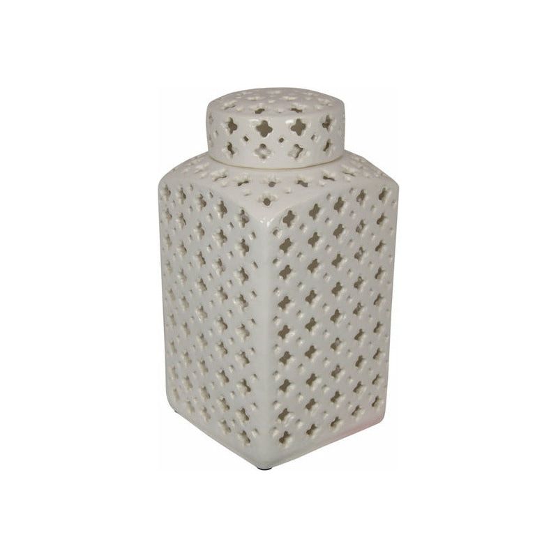 Ginger Square Moroccan White Jar - 30cm - Dollars and Sense