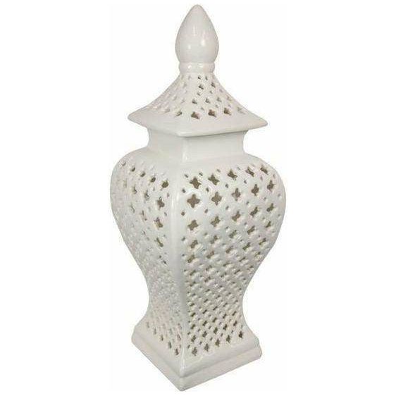 White Moroccan Temple Jar 50cm - Dollars and Sense
