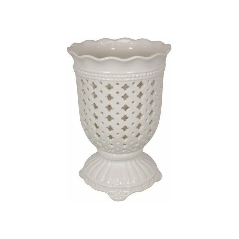 Filigree White Moroccan Vase - 34cm - Dollars and Sense