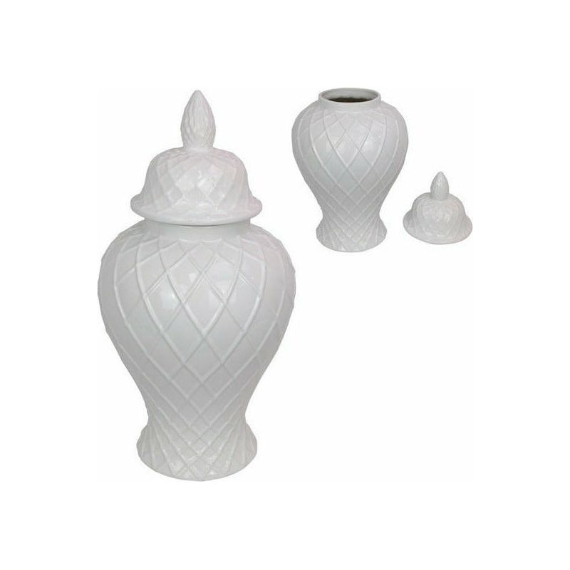 Temple Jar Lattice White - 61cm - Dollars and Sense